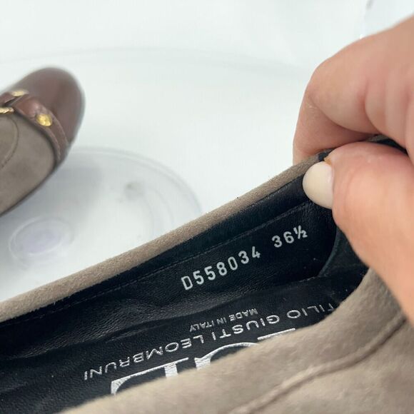 AGL Italy Women's Ballet Flats Size 36.5 Cap Toe Soft Brown Leather Slip On Shoe - Picture 14 of 15